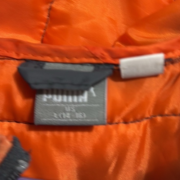Kids PUMA Gray Hooded Puffer Jacket with Orange Trim Size L - Picture 5 of 5